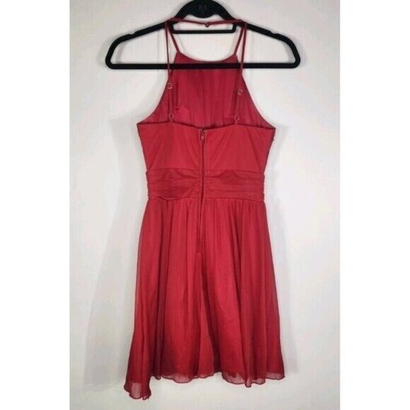 Speechless Red Rhinestone Sparkly Formal Mesh Halter Short Dress Size 3 - Picture 4 of 8